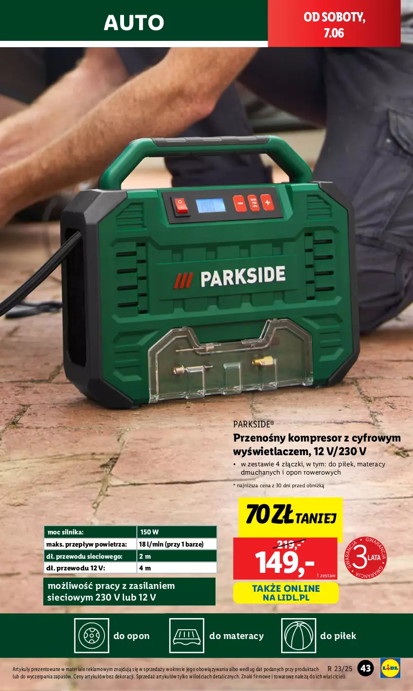 Gazetka promocyjna Lidl - GAZETKA - ważna 02.06 do 07.06.2025 - strona 51 - produkty: Kompresor, Materac, Parkside, Rower, Silan, Tera