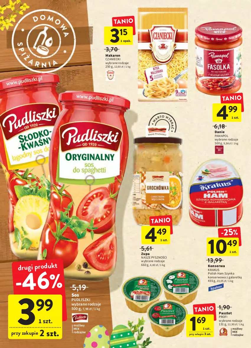 Gazetka promocyjna Intermarche - Wielkanoc - ważna 24.03 do 16.04.2022 - strona 34 - produkty: Gala, Krakus, Makaron, Pasztet, Pudliszki, Ser, Sos, Szynka, Szynka konserwowa, Zupa