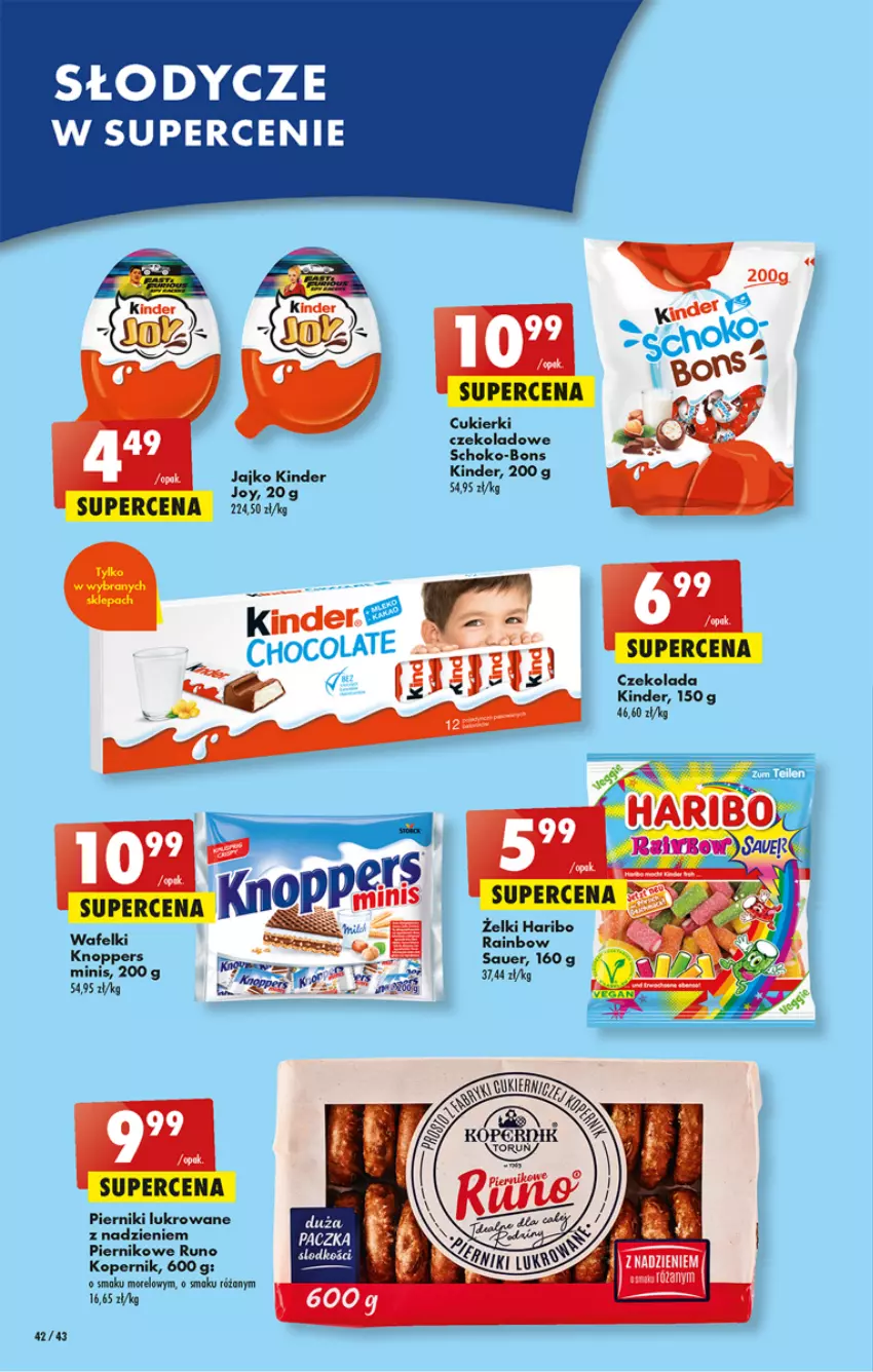 Gazetka promocyjna Biedronka - Gazetka - Biedronka.pl - ważna 12.01 do 18.01.2023 - strona 42 - produkty: Cukier, Cukierki, Cukierki czekoladowe, Czekolada, Haribo, Kinder, Knoppers, Mus, Piernik, Róża