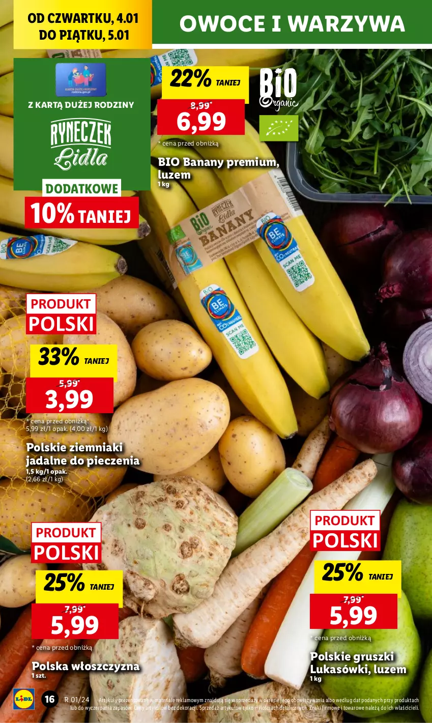 Gazetka promocyjna Lidl - GAZETKA - ważna 04.01 do 05.01.2024 - strona 18 - produkty: Banany, Chleb, Gruszki, Owoce, Piec, Ser, Warzywa, Ziemniaki
