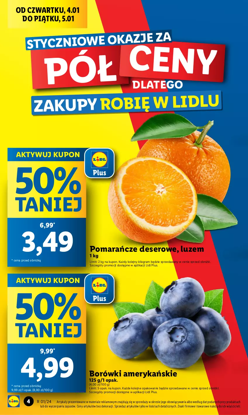 Gazetka promocyjna Lidl - GAZETKA - ważna 04.01 do 05.01.2024 - strona 4 - produkty: Deser, Gra, Olej, Pomarańcze, Ser