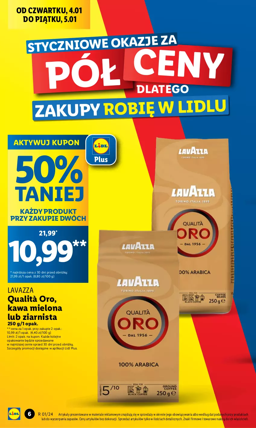 Gazetka promocyjna Lidl - GAZETKA - ważna 04.01 do 05.01.2024 - strona 6 - produkty: Kawa, Kawa mielona, Lavazza, Olej