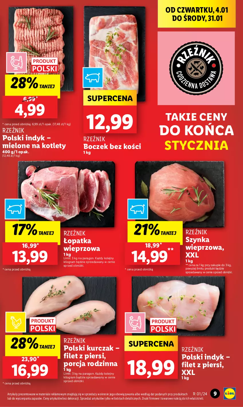 Gazetka promocyjna Lidl - GAZETKA - ważna 04.01 do 05.01.2024 - strona 9 - produkty: Boczek, Boczek bez kości, Gra, Kotlet, Kurczak, Olej, Por, Szynka, Szynka wieprzowa