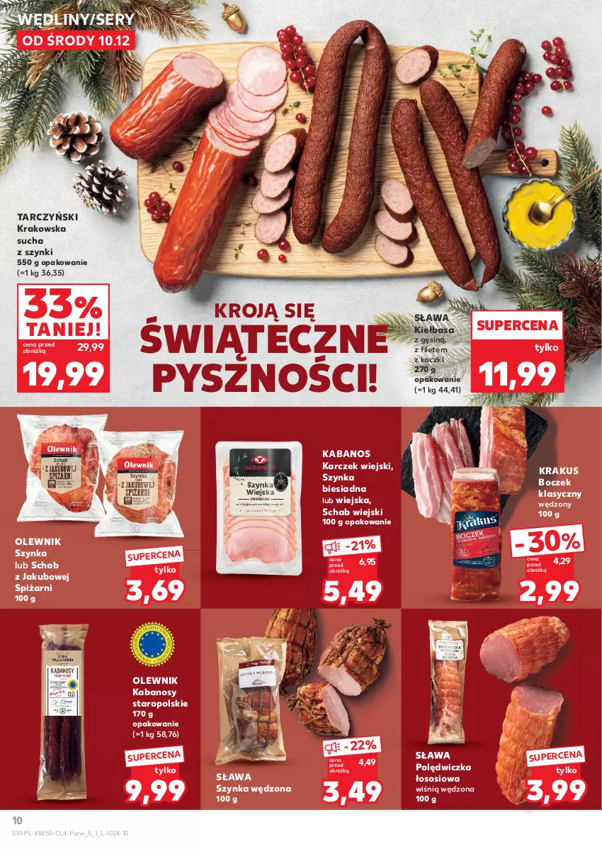 Gazetka promocyjna Kaufland - Kaufland - ważna 10.12 do 23.12.2025 - strona 10 - produkty: Boczek, Kabanos, Kiełbasa, Krakus, Olewnik, Ser, Sos, Szynka, Tarczyński