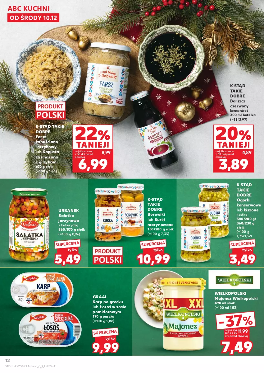 Gazetka promocyjna Kaufland - Kaufland - ważna 10.12 do 23.12.2025 - strona 12 - produkty: Borowiki, Fa, Gra, Graal, Karp, Majonez, Ogórki konserwowe, Sałat, Sałatka, Ser, Sos