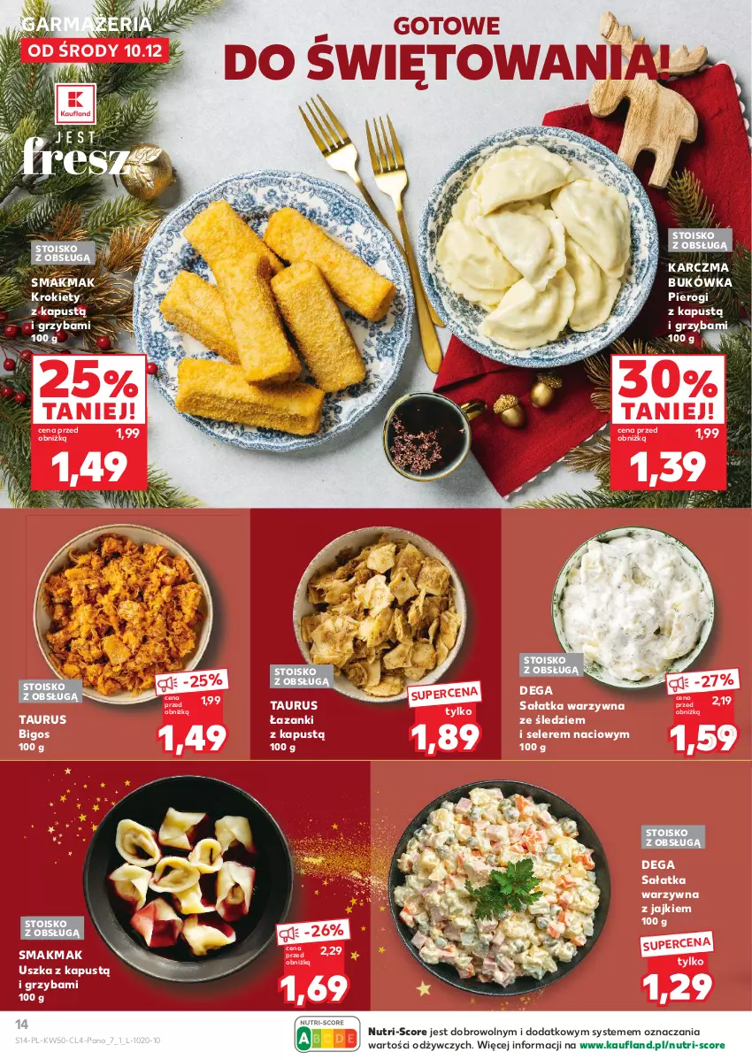Gazetka promocyjna Kaufland - Kaufland - ważna 10.12 do 23.12.2025 - strona 14 - produkty: Bigos, Dega, Kapustą, Krokiety, Pierogi, Sałat, Sałatka, Sałatka warzywna