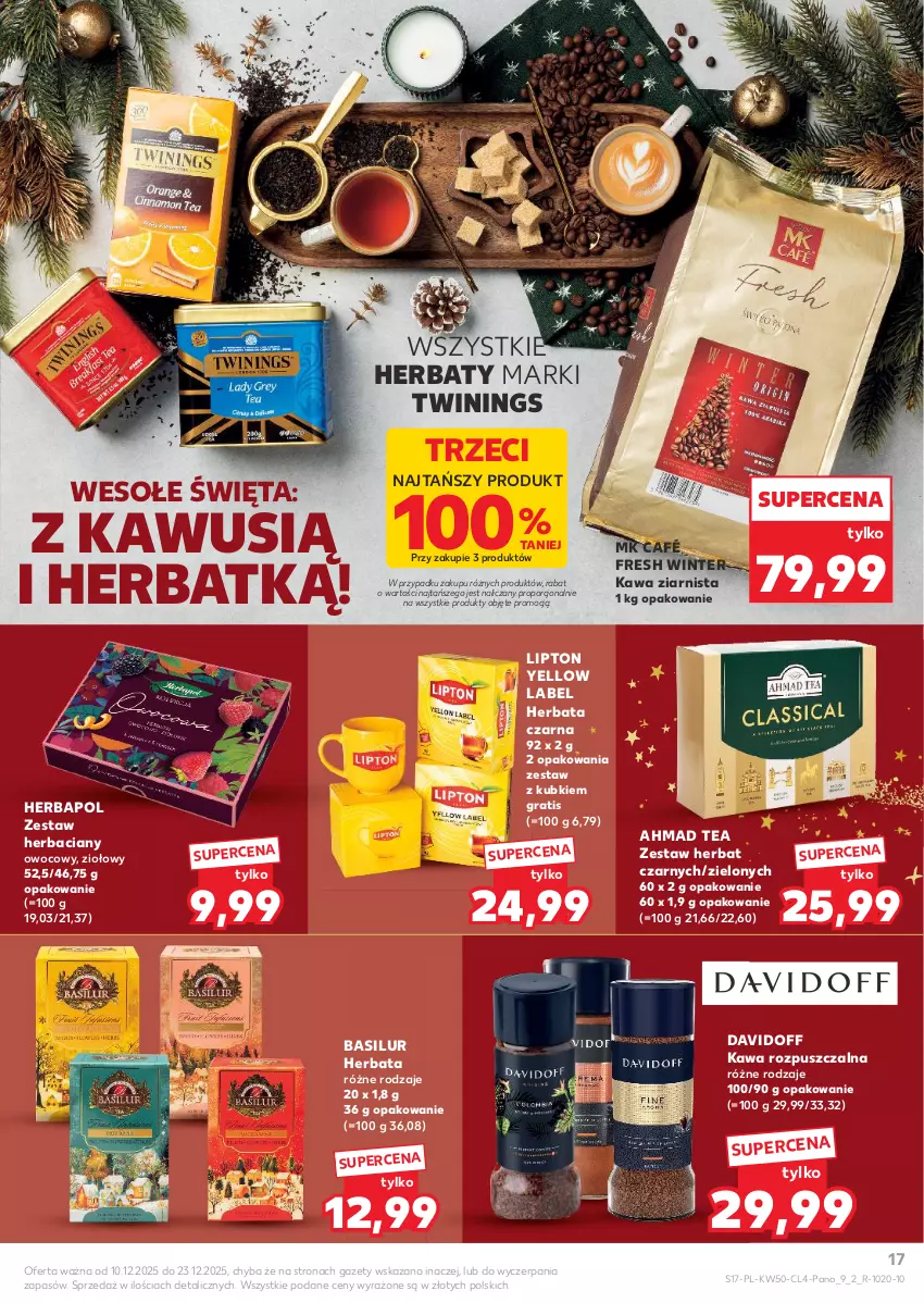 Gazetka promocyjna Kaufland - Kaufland - ważna 10.12 do 23.12.2025 - strona 17 - produkty: Davidoff, Gra, Herbapol, Herbata, Herbata czarna, Kawa, Kawa rozpuszczalna, Kawa ziarnista, Lipton, Por