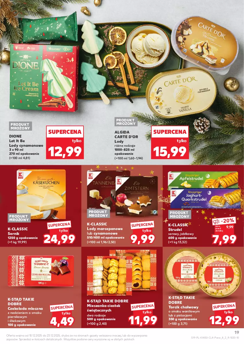 Gazetka promocyjna Kaufland - Kaufland - ważna 10.12 do 23.12.2025 - strona 19 - produkty: Algida, Czekolada, Czekolada mleczna, LG, Lody, Piernik, Ser, Stek