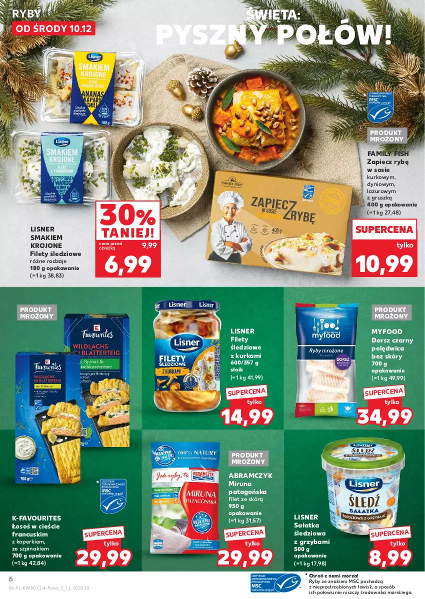 Gazetka promocyjna Kaufland - Kaufland - ważna 10.12 do 23.12.2025 - strona 6 - produkty: Dorsz, Fa, Lazur, Lisner, Miruna, Piec, Polędwica, Sałat, Sałatka, Sos, Szpinak, Tago