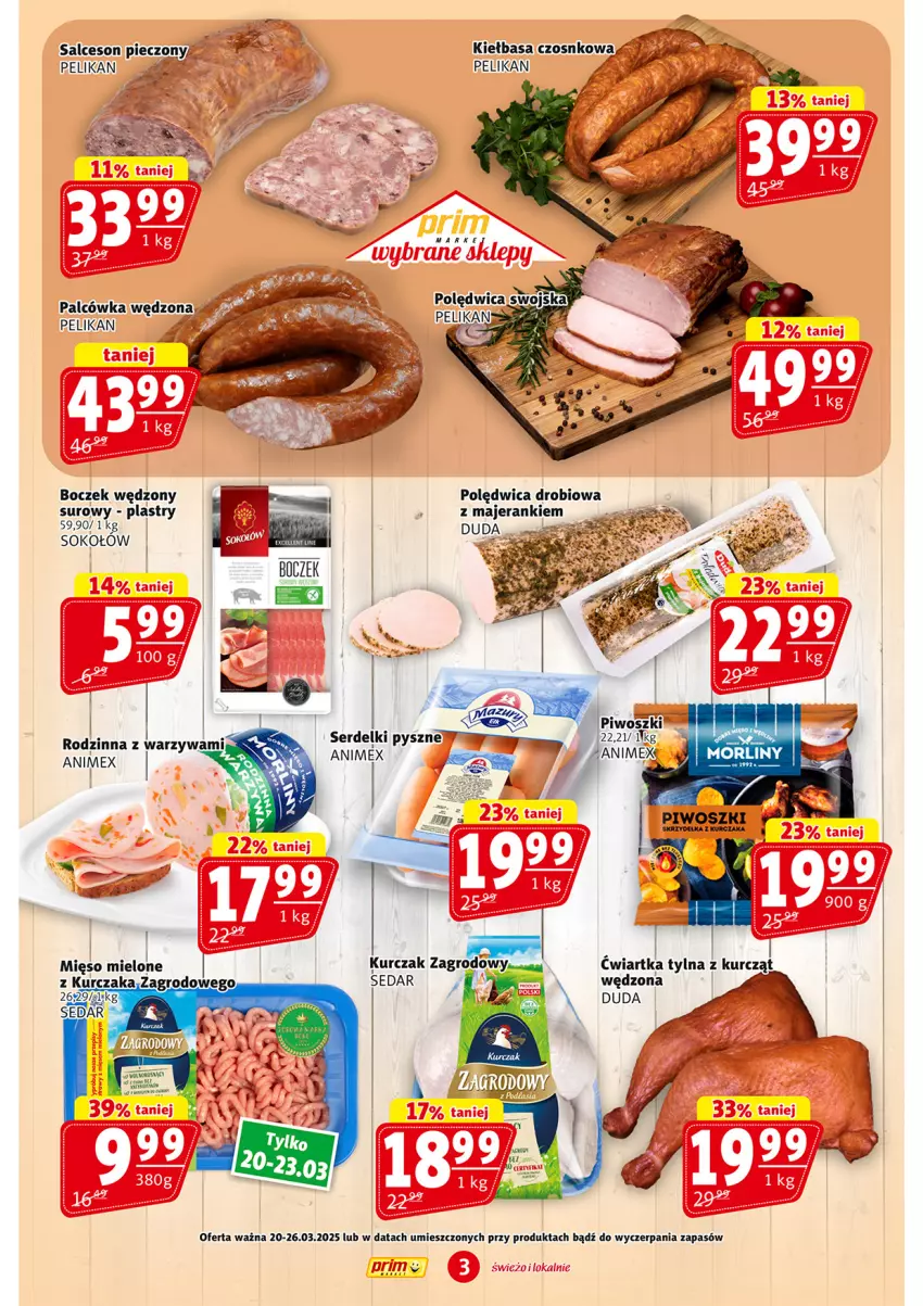 Gazetka promocyjna Prim Market - ważna 20.03 do 26.03.2025 - strona 3 - produkty: Boczek, Kiełbasa, Piec, Piwo, Polędwica, Salceson, Ser, Serdelki, Sok, Sokołów