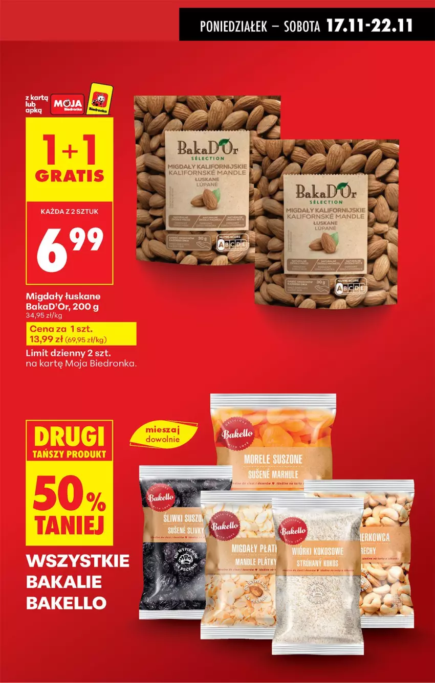 Gazetka promocyjna Biedronka - Od Poniedziałku - ważna 17.11 do 22.11.2025 - strona 15 - produkty: Migdały, Migdały łuskane