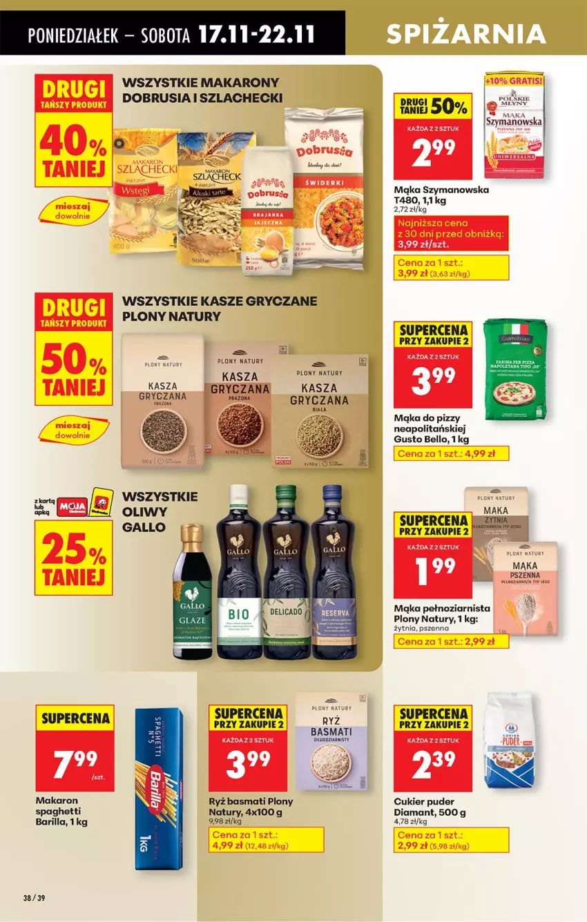 Gazetka promocyjna Biedronka - Od Poniedziałku - ważna 17.11 do 22.11.2025 - strona 48 - produkty: Barilla, Bell, Cukier, Cukier puder, Diamant, Fa, Gra, Gry, LG, Mąka, Mąka do pizzy, Mąka pszenna, Makaron, Obrus, Pizza, Puder, Ryż, Ryż basmati, Spaghetti