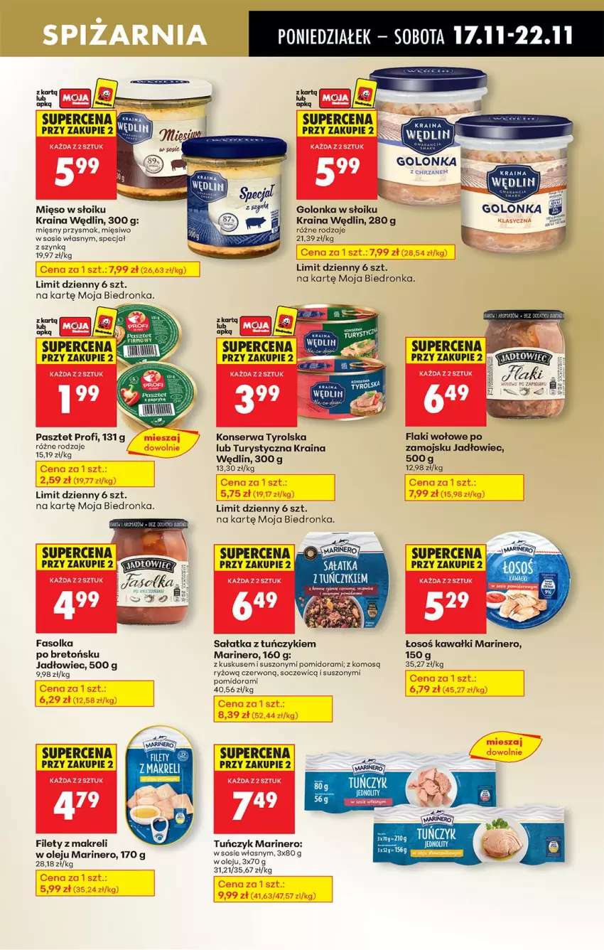 Gazetka promocyjna Biedronka - Od Poniedziałku - ważna 17.11 do 22.11.2025 - strona 53 - produkty: Chrzan, Fa, Flaki, Flaki wołowe, Kawa, Kuskus, LG, Mięso, Mięso w słoiku, Olej, Pasztet, Ryż, Sałat, Sałatka, Ser, Sos, Tuńczyk