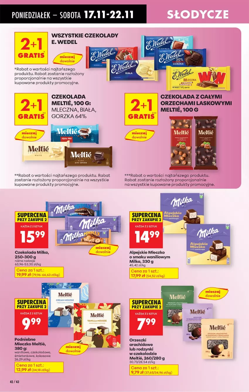 Gazetka promocyjna Biedronka - Od Poniedziałku - ważna 17.11 do 22.11.2025 - strona 54 - produkty: Czekolada, E. Wedel, Milka, Mleczko, Orzeszki, Por, Rodzynki