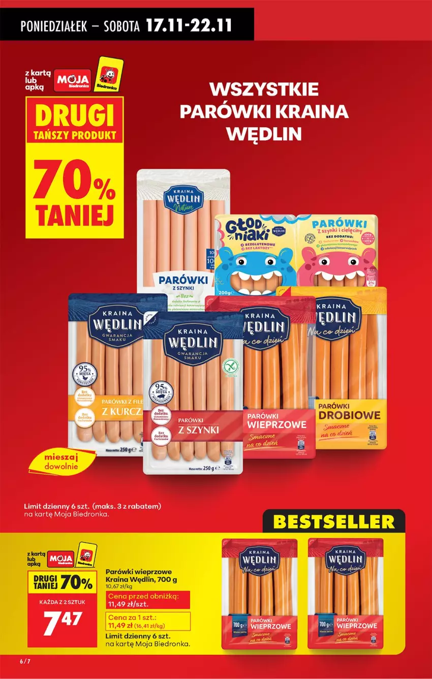 Gazetka promocyjna Biedronka - Od Poniedziałku - ważna 17.11 do 22.11.2025 - strona 6 - produkty: Parówki
