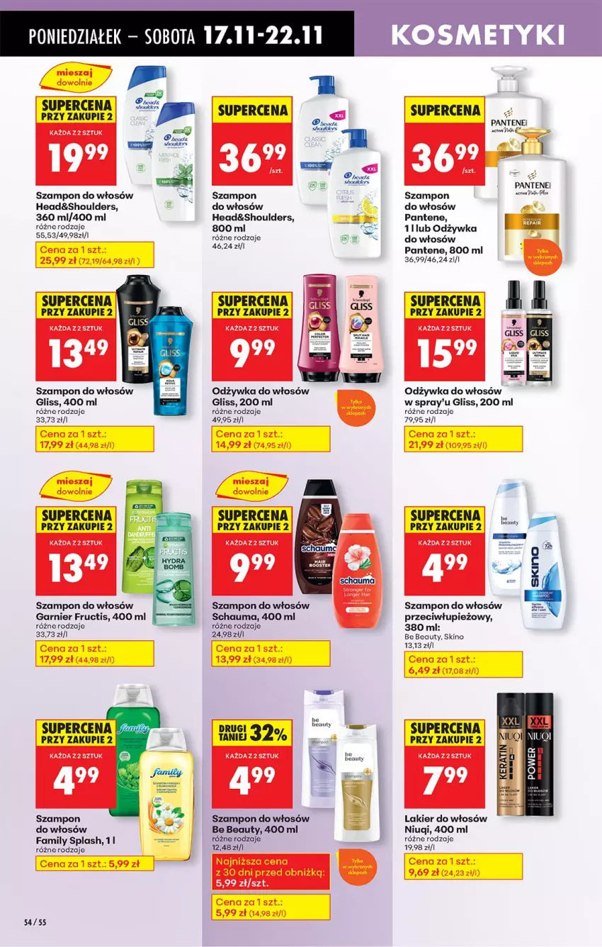 Gazetka promocyjna Biedronka - Od Poniedziałku - ważna 17.11 do 22.11.2025 - strona 72 - produkty: Be Be, Fa, Fructis, Garnier, Lakier, Lakier do włosów, LG, Niuqi, Odżywka, Odzywka do włosów, Pantene, Schauma, Szampon