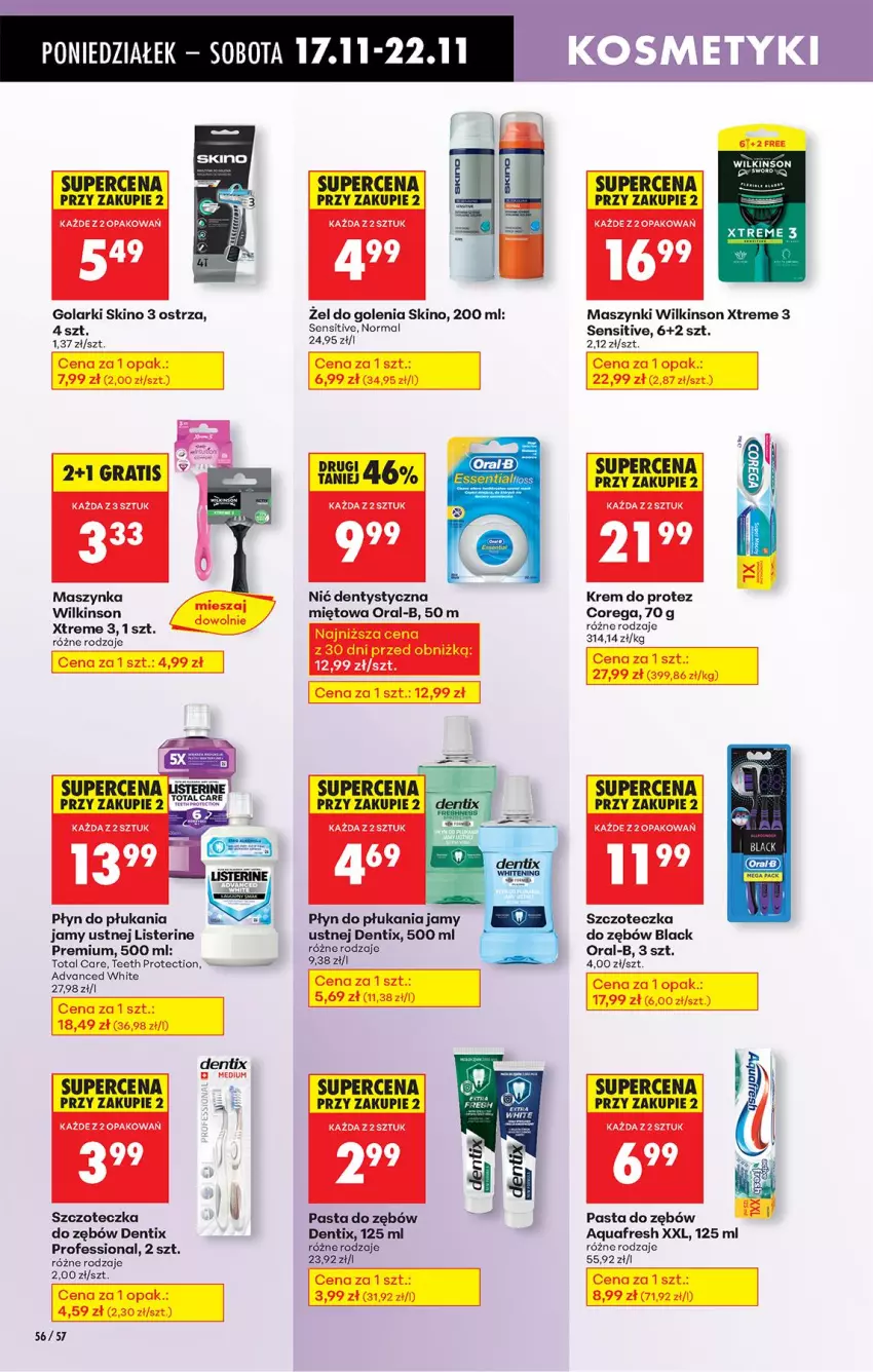 Gazetka promocyjna Biedronka - Od Poniedziałku - ważna 17.11 do 22.11.2025 - strona 76 - produkty: Aquafresh, Corega, Fa, Lack, Listerine, Maszynka, Nić dentystyczna, Pasta do zębów, Płyn do płukania, Płyn do płukania jamy ustnej, Szczoteczka, Szczoteczka do zębów, Szynka