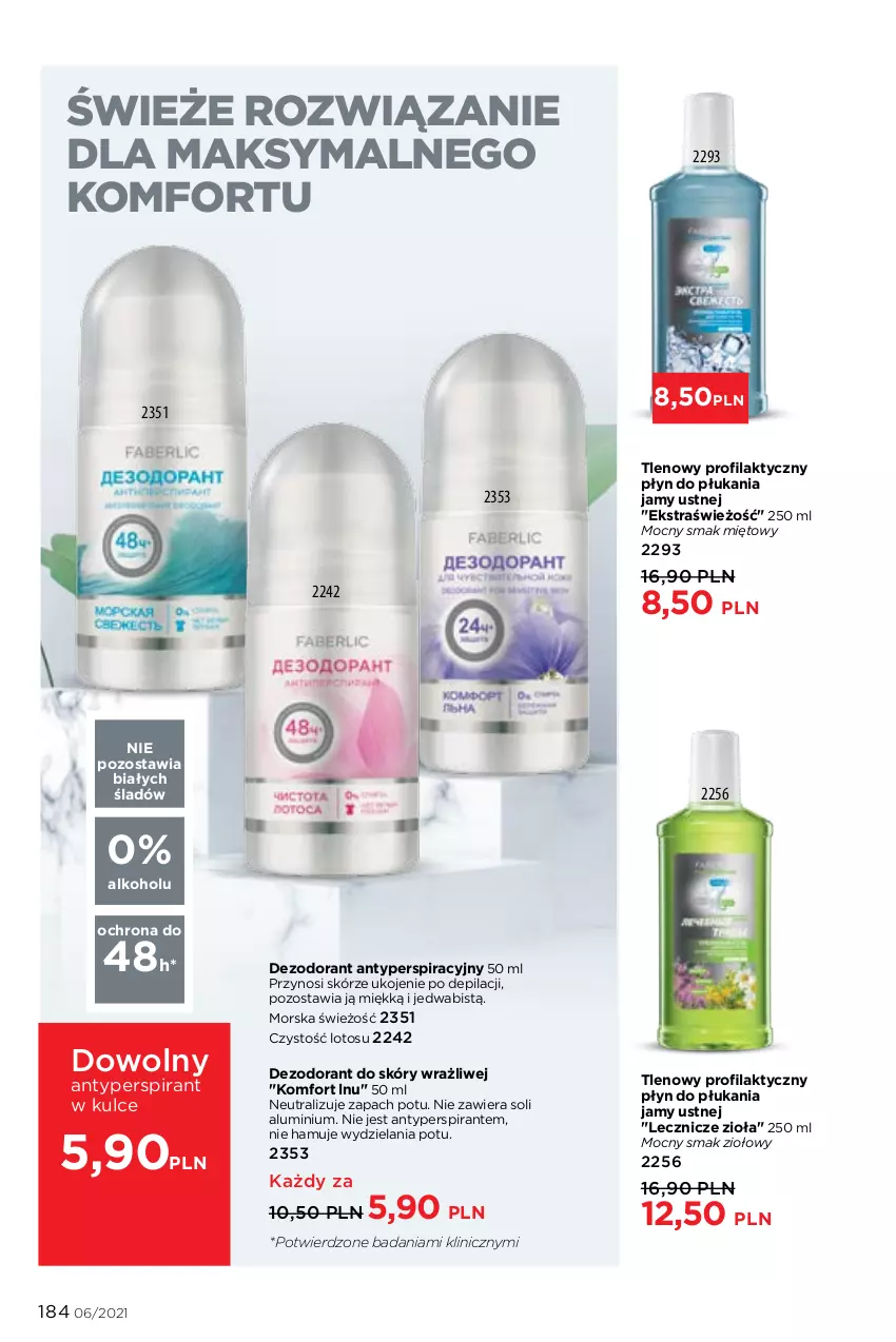 Gazetka promocyjna Faberlic - Gazetka - ważna 12.04 do 02.05.2021 - strona 184 - produkty: Antyperspirant, Dezodorant, Płyn do płukania, Płyn do płukania jamy ustnej, Znicz