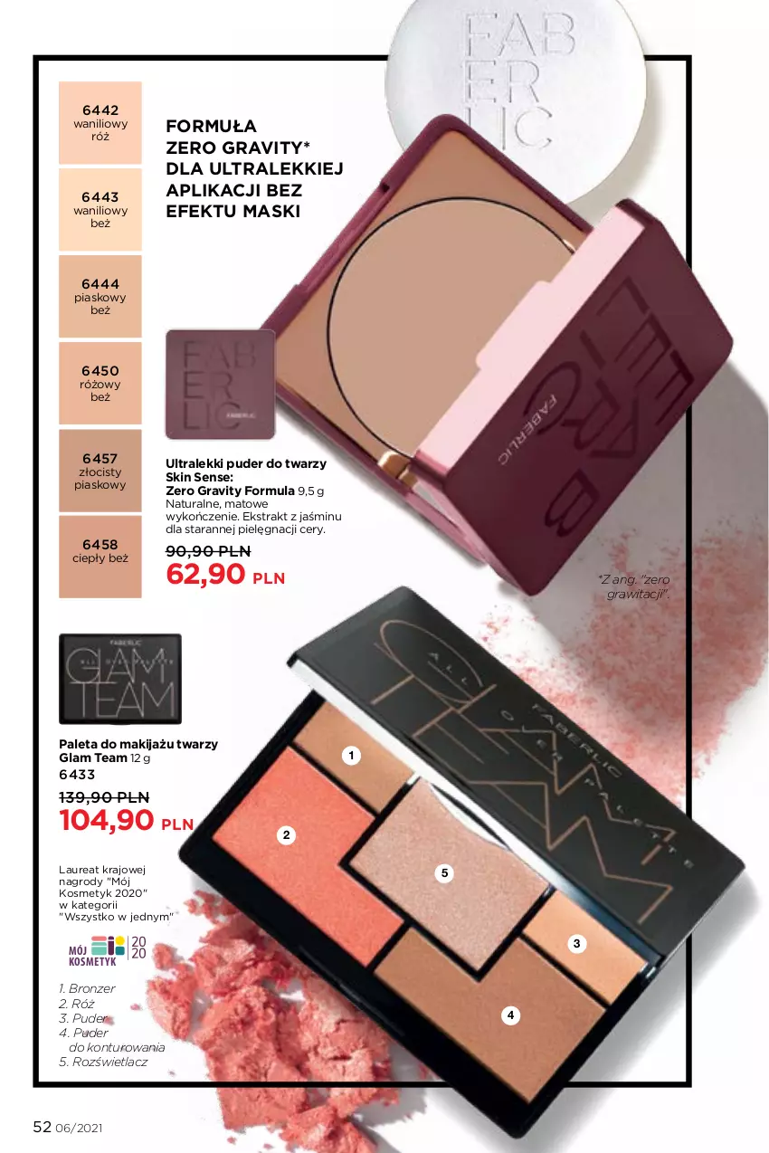 Gazetka promocyjna Faberlic - Gazetka - ważna 12.04 do 02.05.2021 - strona 52 - produkty: Bronzer, Gra, Laur, Makijaż, Paleta, Puder, Puder do twarzy, Rozświetlacz