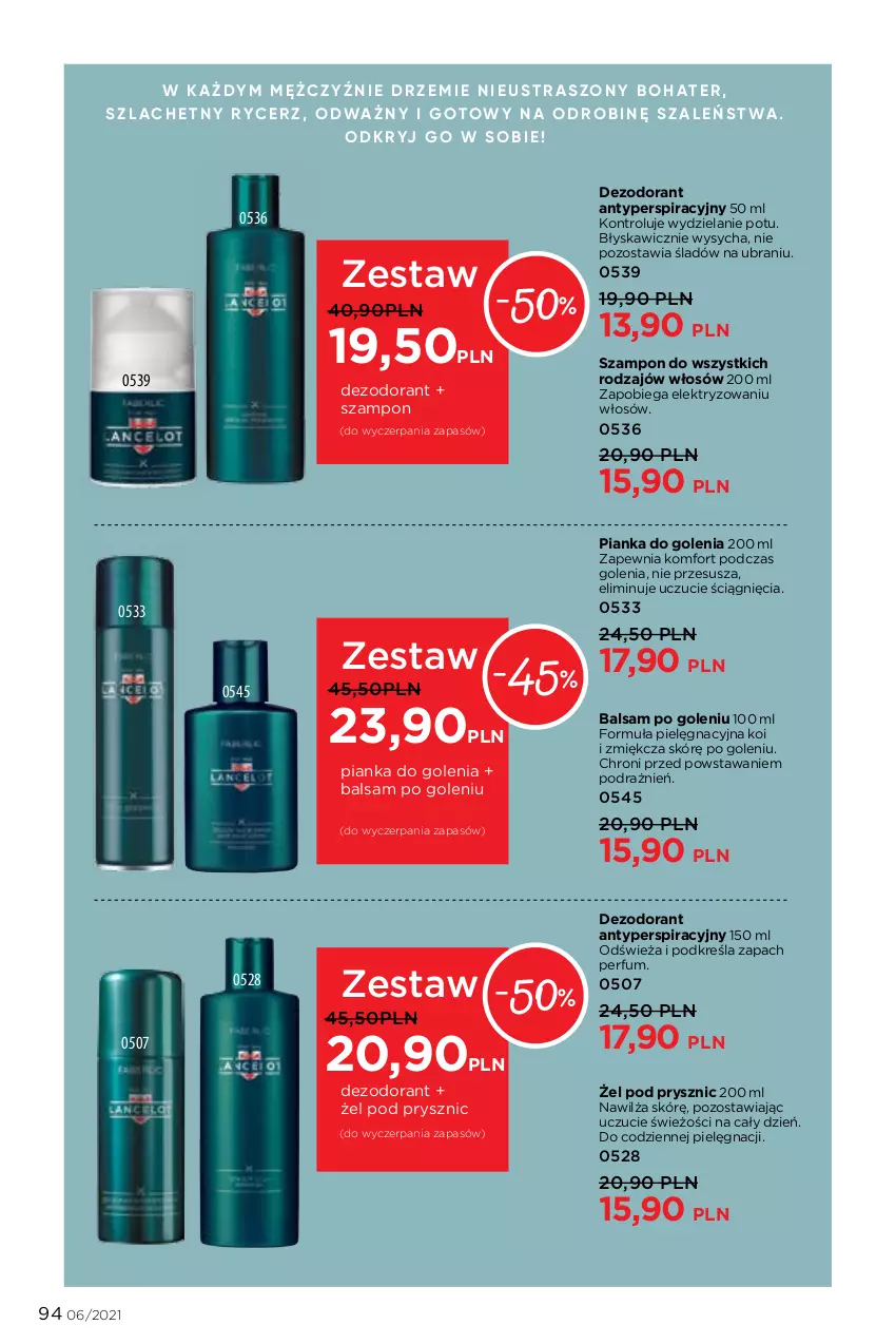 Gazetka promocyjna Faberlic - Gazetka - ważna 12.04 do 02.05.2021 - strona 94 - produkty: Balsam po goleniu, Dezodorant, Perfum, Pianka do golenia, Szampon