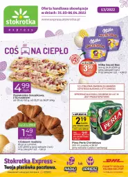 Gazetka promocyjna Stokrotka - Stokrotka Express - Gazetka - ważna od 06.04 do 06.04.2022 - strona 1 - produkty: Piwa, Piwo, Gra, Croissant, Perła, Zapiekanka, Milka, LG, Fa