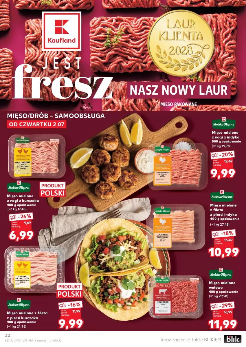 Gazetka promocyjna Kaufland - Gazetka tygodnia - ważna 02.07 do 08.07.2026 - strona 32 - produkty: Drób, Kurczak, Laur, Mięso, Mięso mielone, Tera
