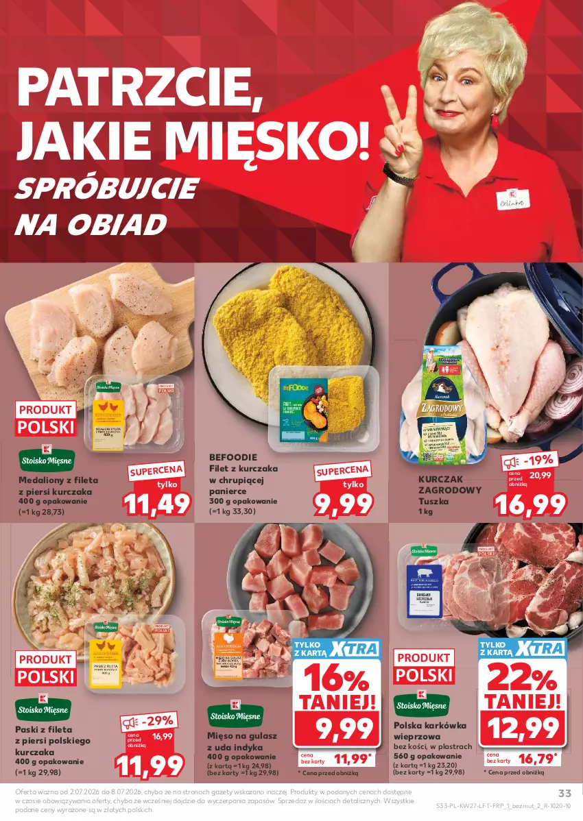 Gazetka promocyjna Kaufland - Gazetka tygodnia - ważna 02.07 do 08.07.2026 - strona 33 - produkty: Karkówka wieprzowa, Kurczak, Lion, Mięso, Mięso na gulasz, Tusz
