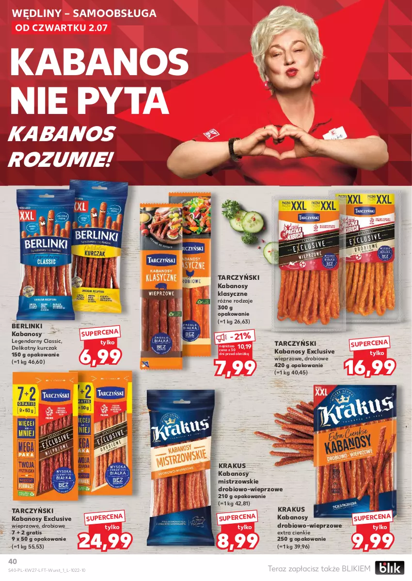 Gazetka promocyjna Kaufland - Gazetka tygodnia - ważna 02.07 do 08.07.2026 - strona 40 - produkty: Berlinki, Gra, Kabanos, Krakus, Kurczak, Tarczyński, Tera