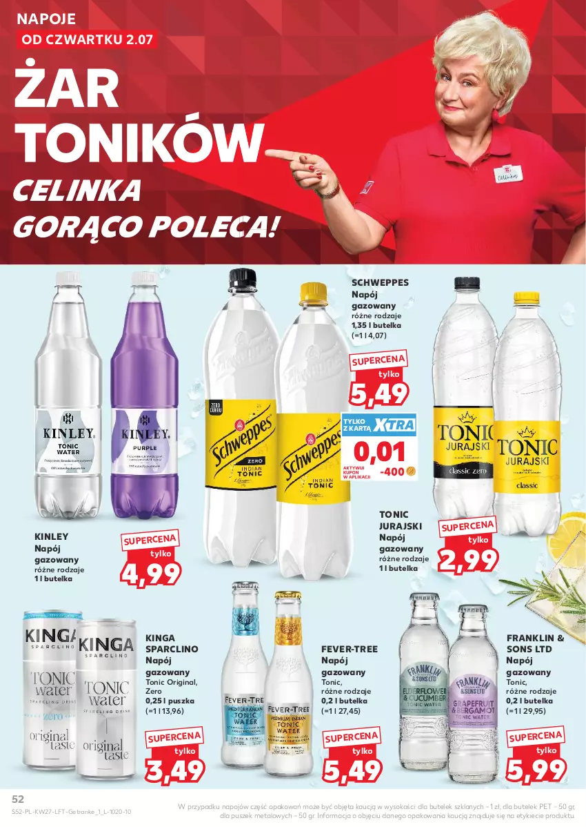 Gazetka promocyjna Kaufland - Gazetka tygodnia - ważna 02.07 do 08.07.2026 - strona 52 - produkty: Clin, Gin, Inka, Napój, Napój gazowany, Napoje, Schweppes, Sok, Tonik, Tran