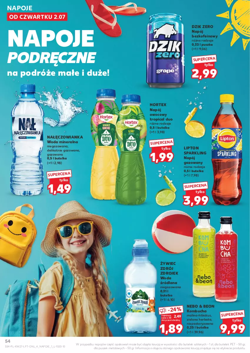 Gazetka promocyjna Kaufland - Gazetka tygodnia - ważna 02.07 do 08.07.2026 - strona 54 - produkty: Herbata, Hibiskus, Hortex, LANA, Lipton, Nałęczowianka, Napój, Napój gazowany, Napoje, Sok, Tropical, Woda, Woda mineralna