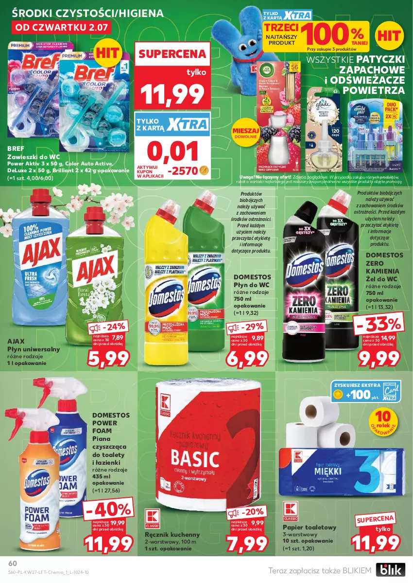 Gazetka promocyjna Kaufland - Gazetka tygodnia - ważna 02.07 do 08.07.2026 - strona 60 - produkty: Ajax, Bref, Domestos, Papier, Papier toaletowy, Płyn do wc, Por, Ręcznik, Ręcznik kuchenny, Tera, Waga, Zawieszki