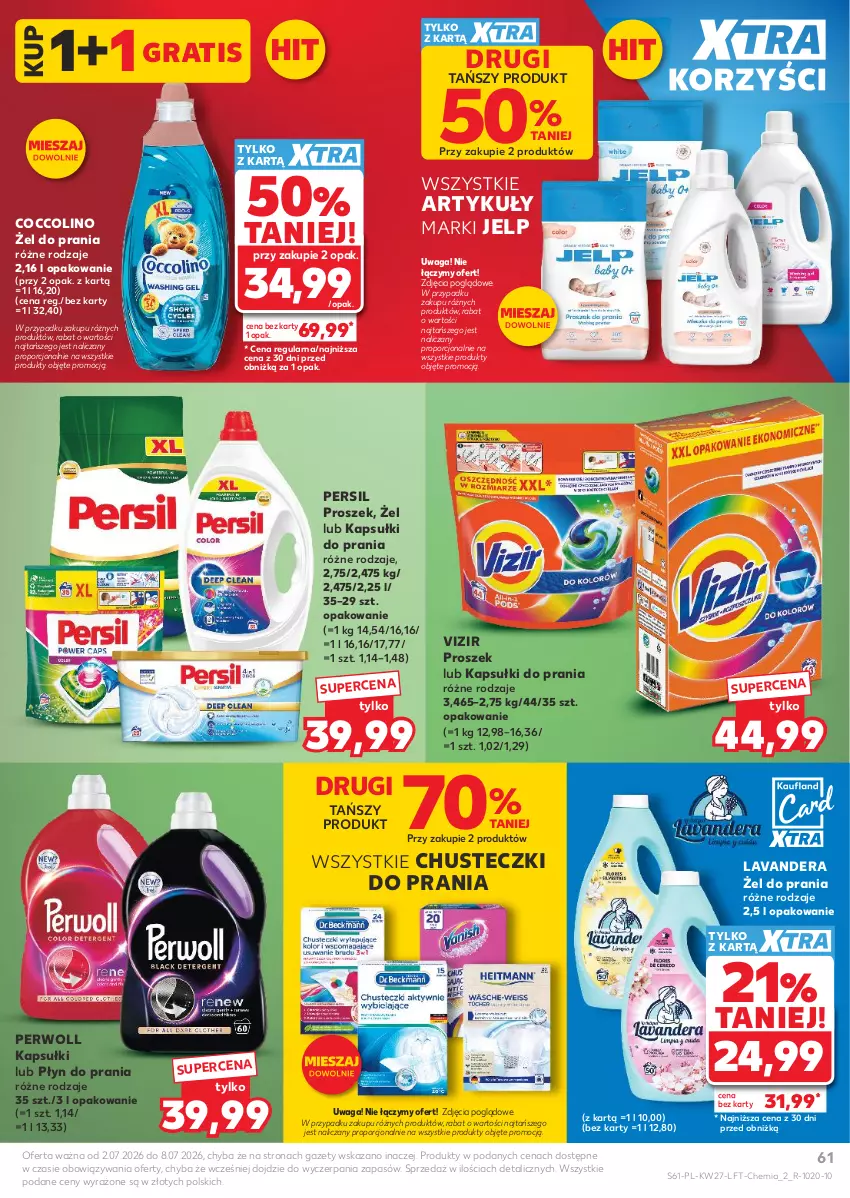 Gazetka promocyjna Kaufland - Gazetka tygodnia - ważna 02.07 do 08.07.2026 - strona 61 - produkty: Chusteczki, Coccolino, Gra, Kapsułki do prania, Persil, Perwoll, Płyn do prania, Por, Vizir, Waga