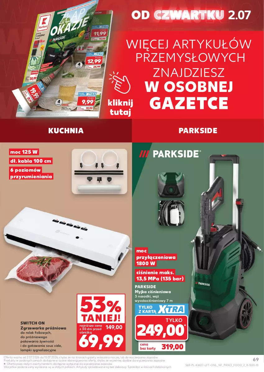 Gazetka promocyjna Kaufland - Gazetka tygodnia - ważna 02.07 do 08.07.2026 - strona 69 - produkty: Koc, Kuchnia, Myjka ciśnieniowa, Parkside, Rum, Sok, Warka