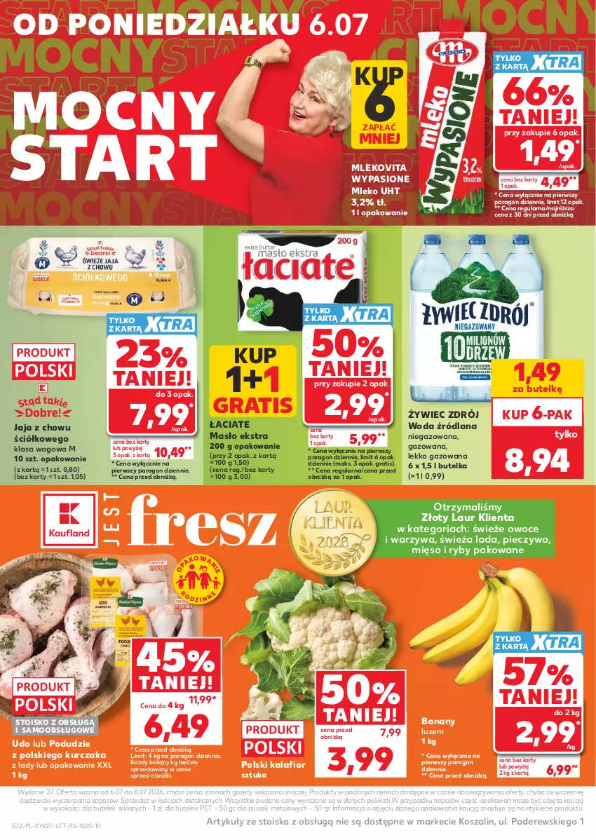 Gazetka promocyjna Kaufland - Gazetka tygodnia - ważna 02.07 do 08.07.2026 - strona 72 - produkty: Banany, Gra, Jaja, Kalafior, Kosz, Kurczak, LANA, Laur, Masło, Mięso, Mleko, Mlekovita, Olej, Owoce, Piec, Pieczywo, Sok, Szal, Warzywa, Woda