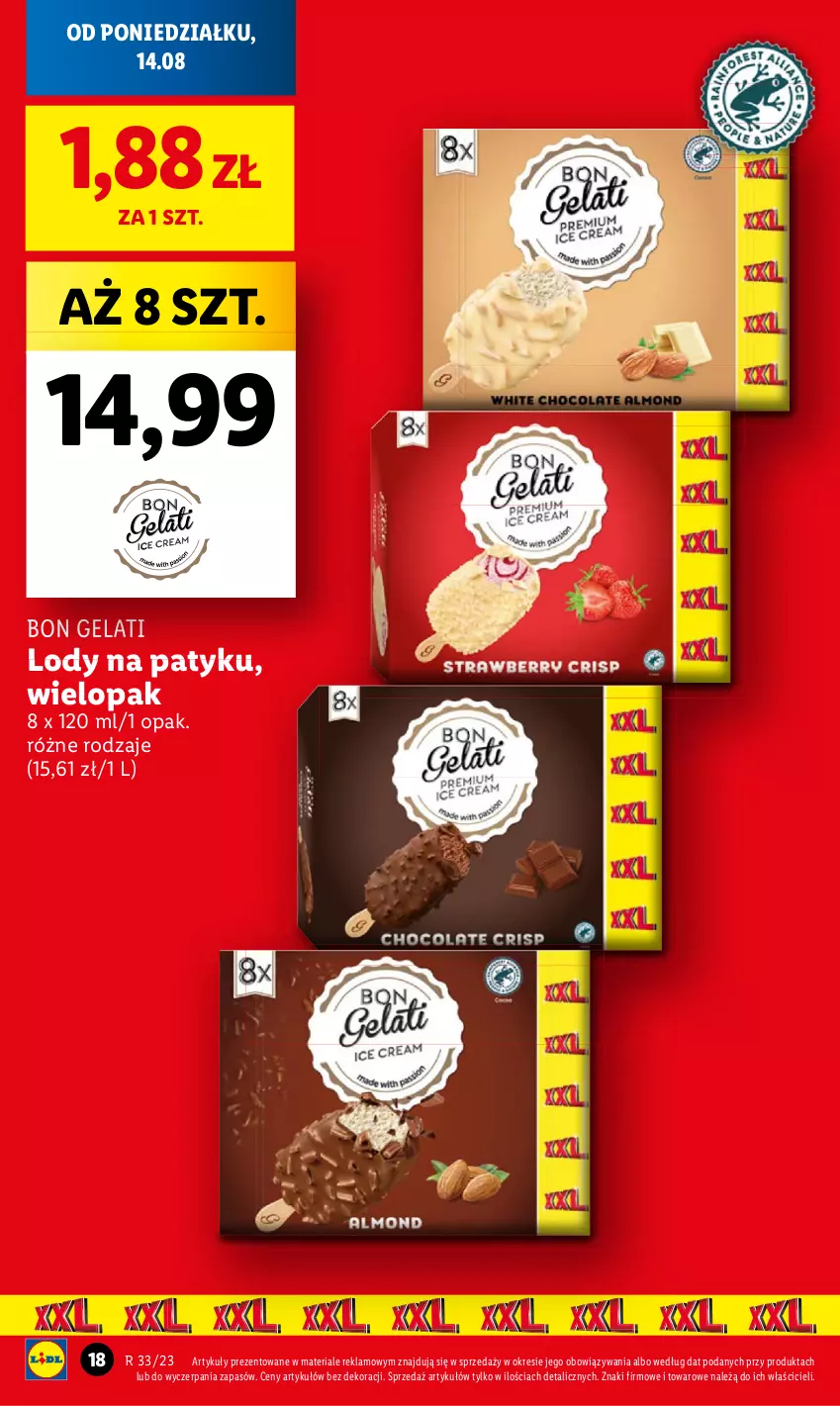 Gazetka promocyjna Lidl - GAZETKA - ważna 14.08 do 19.08.2023 - strona 22 - produkty: Lody