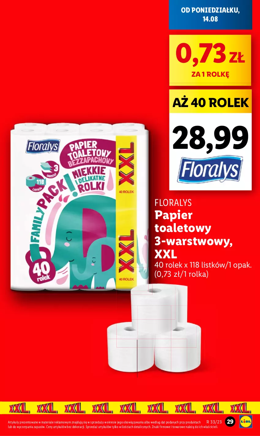 Gazetka promocyjna Lidl - GAZETKA - ważna 14.08 do 19.08.2023 - strona 33 - produkty: Flora, Papier, Papier toaletowy