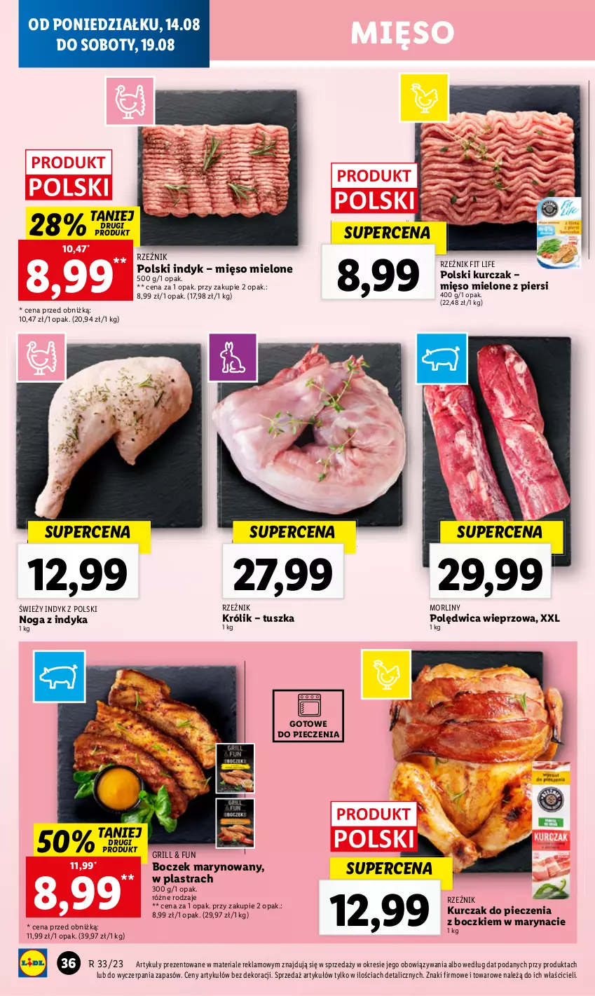 Gazetka promocyjna Lidl - GAZETKA - ważna 14.08 do 19.08.2023 - strona 42 - produkty: Boczek, Królik, Kurczak, Piec, Tusz