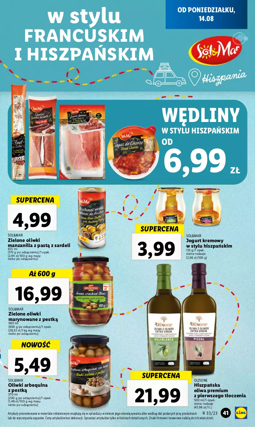 Gazetka promocyjna Lidl - GAZETKA - ważna 14.08 do 19.08.2023 - strona 47 - produkty: Oliwa, Oliwki