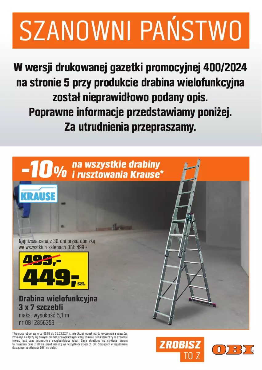 Gazetka promocyjna Obi - Gazetka OBI - ważna 06.03 do 26.03.2024 - strona 18 - produkty: Drabina, Sok