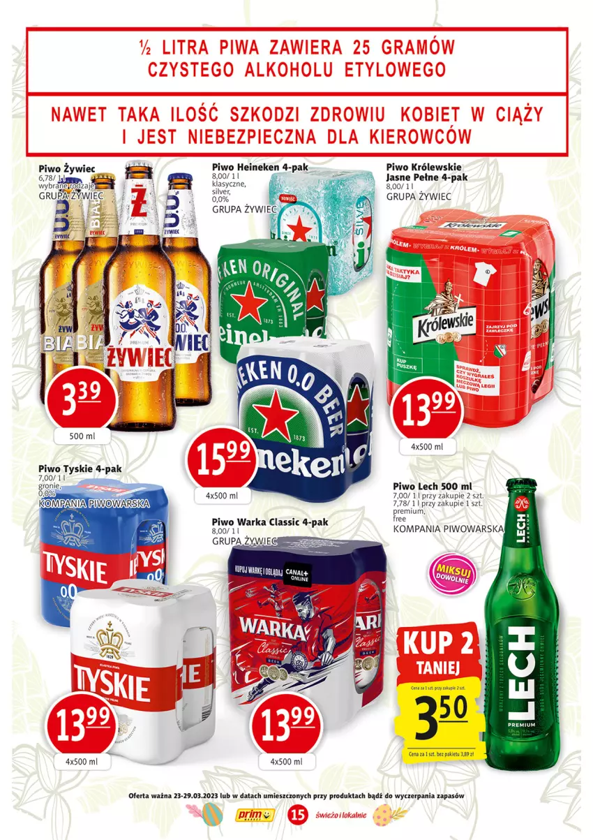 Gazetka promocyjna Prim Market - ważna 23.03 do 29.03.2023 - strona 15 - produkty: Heineken, Królewski, Piwo, Tyskie, Warka