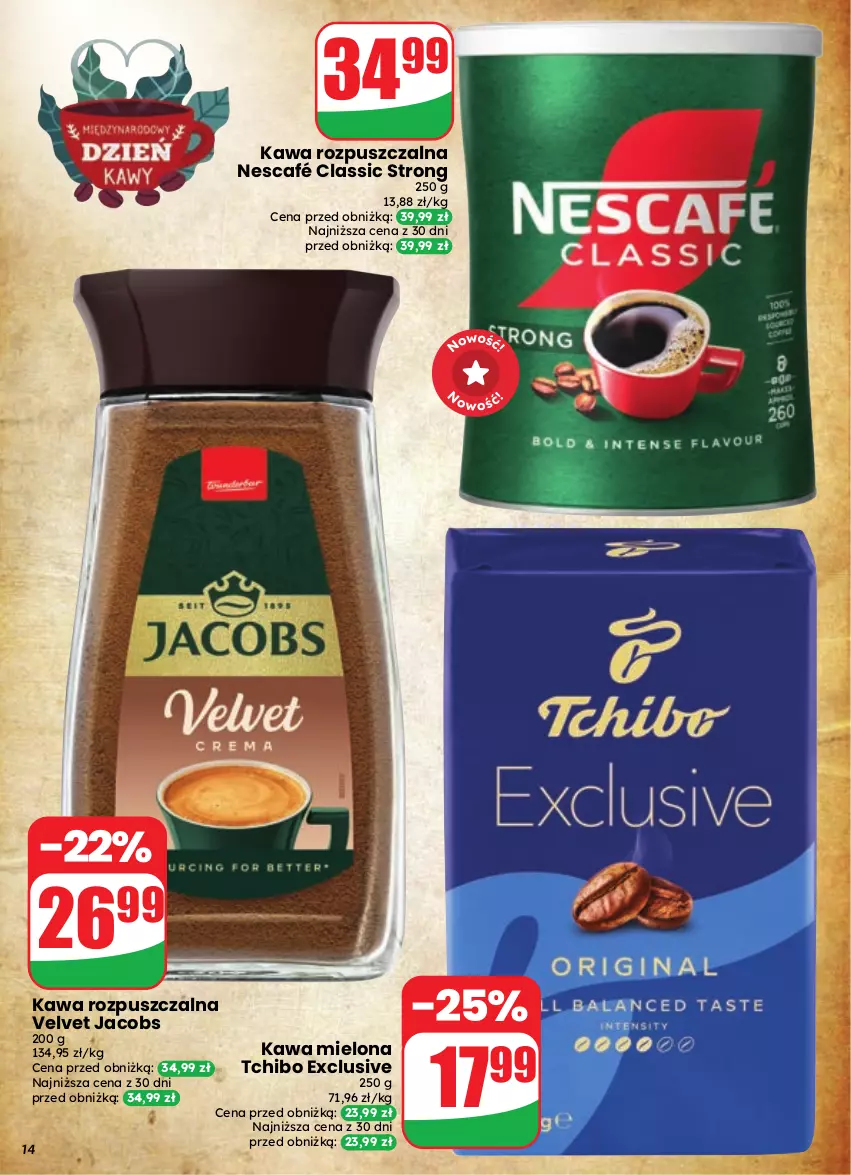 Gazetka promocyjna Dino - Gazetka 39 / 2026 - ważna 23.09 do 29.09.2026 - strona 14 - produkty: Jacobs, Kawa, Kawa mielona, Kawa rozpuszczalna, Nescafé, Tchibo, Velvet