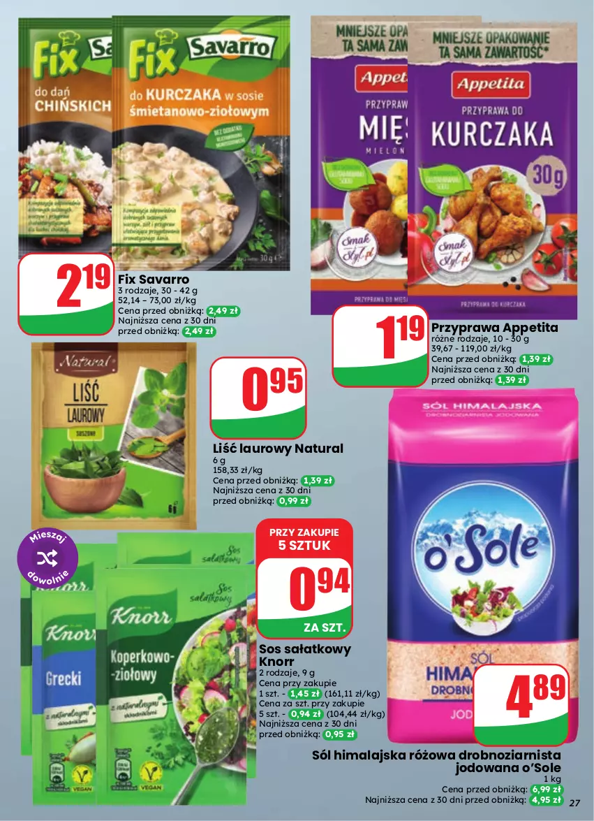 Gazetka promocyjna Dino - Gazetka 39 / 2026 - ważna 23.09 do 29.09.2026 - strona 27 - produkty: Knorr, Laur, Sałat, Savarro, Sól, Sól himalajska, Sos
