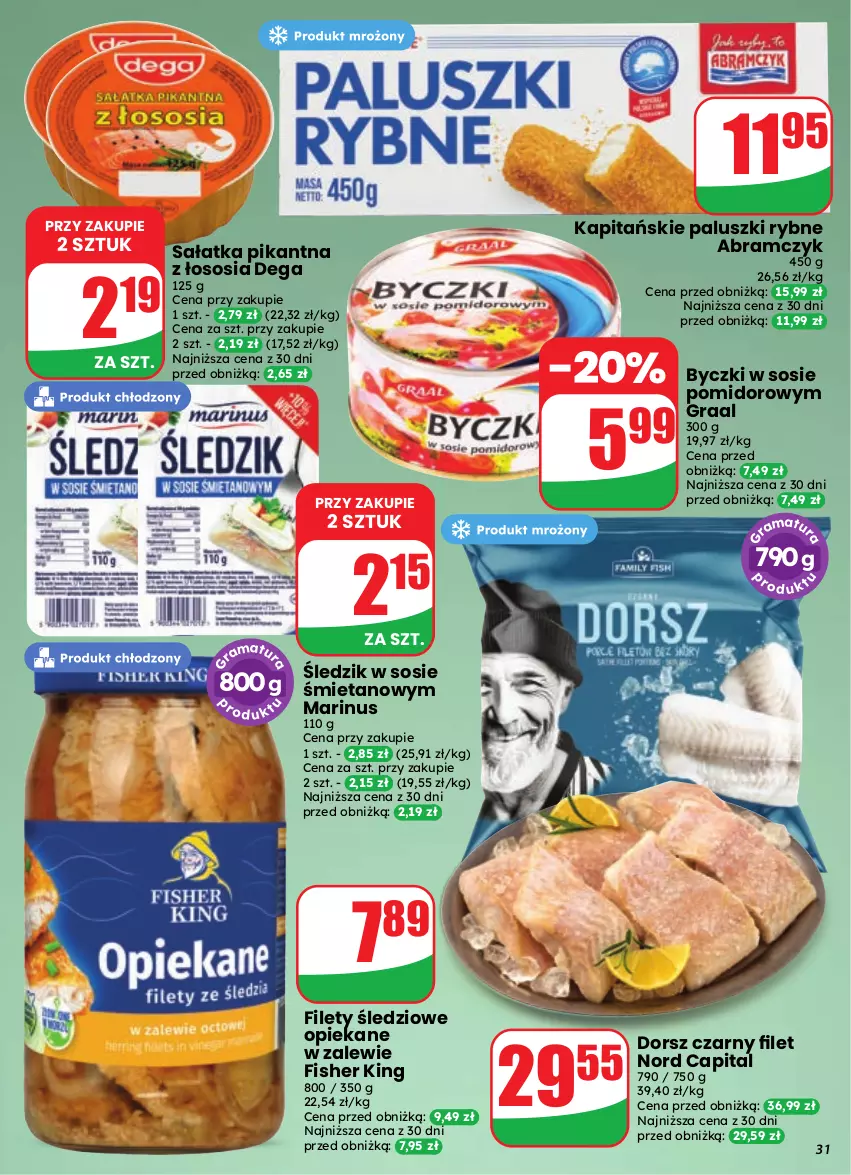 Gazetka promocyjna Dino - Gazetka 39 / 2026 - ważna 23.09 do 29.09.2026 - strona 31 - produkty: Dega, Dorsz, Gra, Graal, Paluszki rybne, Sałat, Sałatka, Sos