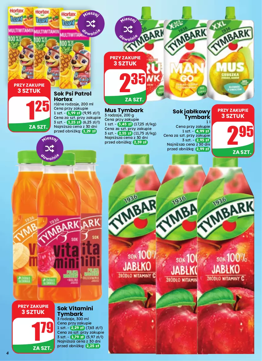 Gazetka promocyjna Dino - Gazetka 39 / 2026 - ważna 23.09 do 29.09.2026 - strona 4 - produkty: Hortex, Mus, Psi Patrol, Sok, Sok jabłkowy, Tymbark