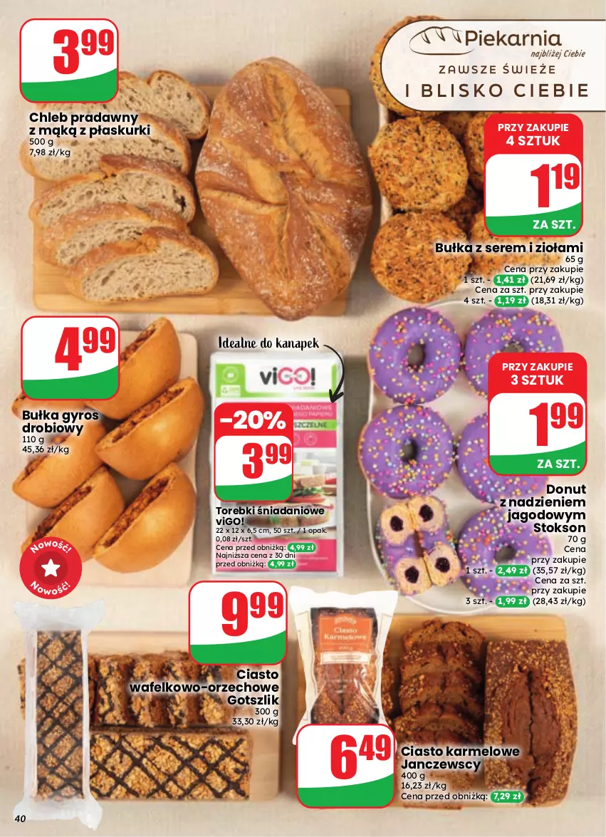 Gazetka promocyjna Dino - Gazetka 39 / 2026 - ważna 23.09 do 29.09.2026 - strona 40 - produkty: Bułka, Chleb, Danio, Donut, Gyros, Ser