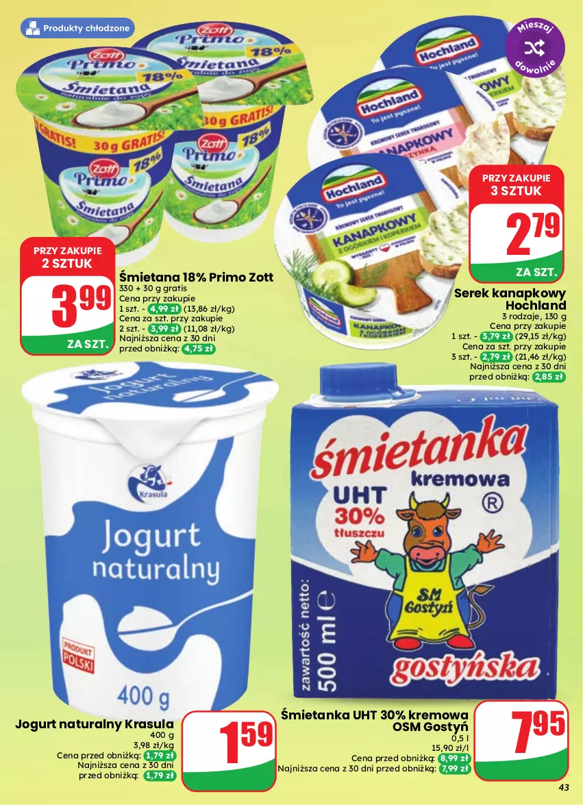 Gazetka promocyjna Dino - Gazetka 39 / 2026 - ważna 23.09 do 29.09.2026 - strona 43 - produkty: Gra, Hochland, Jogurt, Jogurt naturalny, Ser, Serek, Serek kanapkowy, Zott