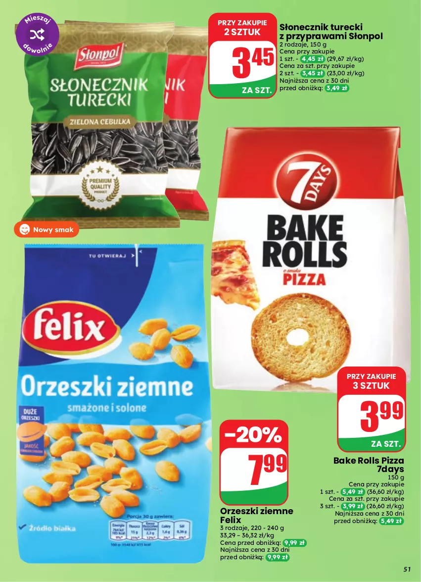 Gazetka promocyjna Dino - Gazetka 39 / 2026 - ważna 23.09 do 29.09.2026 - strona 51 - produkty: Bake Rolls, Felix, Orzeszki, Orzeszki ziemne, Pizza, Słonecznik turecki, Słonpol