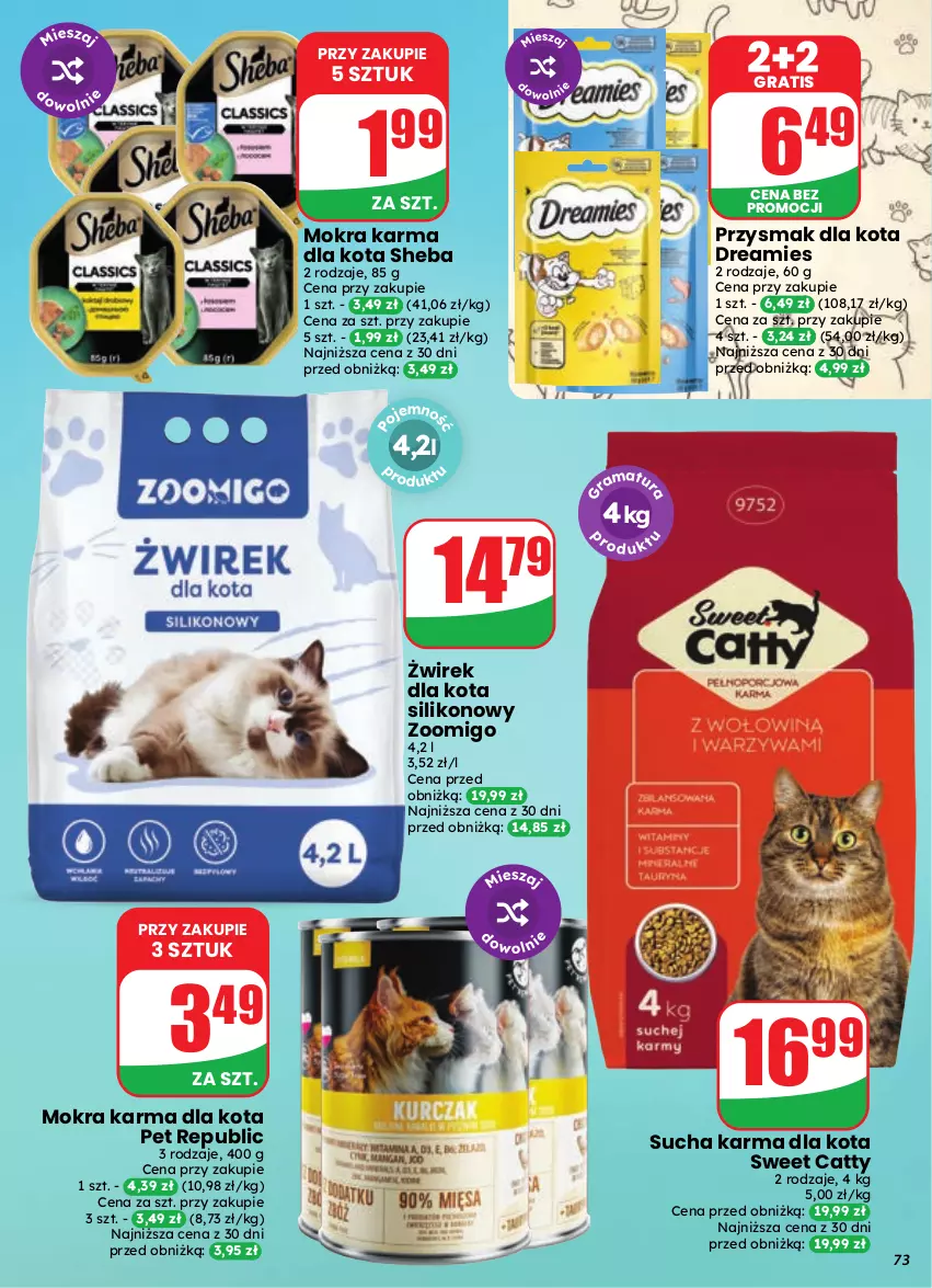 Gazetka promocyjna Dino - Gazetka 39 / 2026 - ważna 23.09 do 29.09.2026 - strona 73 - produkty: Gra, Mokra karma, Przysmak dla kota, Sheba, Sucha karma