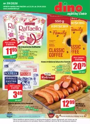 Gazetka promocyjna Dino - Gazetka 39 / 2026 - Gazetka - ważna od 29.09 do 29.09.2026 - strona 1 - produkty: Kawa mielona, Kawa, Raffaello, Kiełbasa biesiadna, POLMLEK, Masło, Kiełbasa, Fa