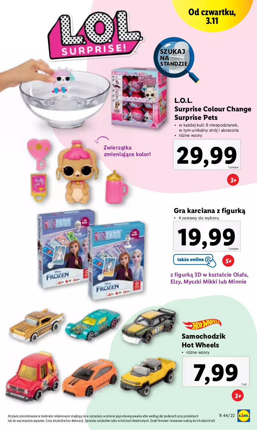 Gazetka promocyjna Lidl - GAZETKA - ważna 31.10 do 05.11.2022 - strona 29 - produkty: Chodzik, Fa, Gra, Hot Wheels, L.O.L., Minnie, Mysz